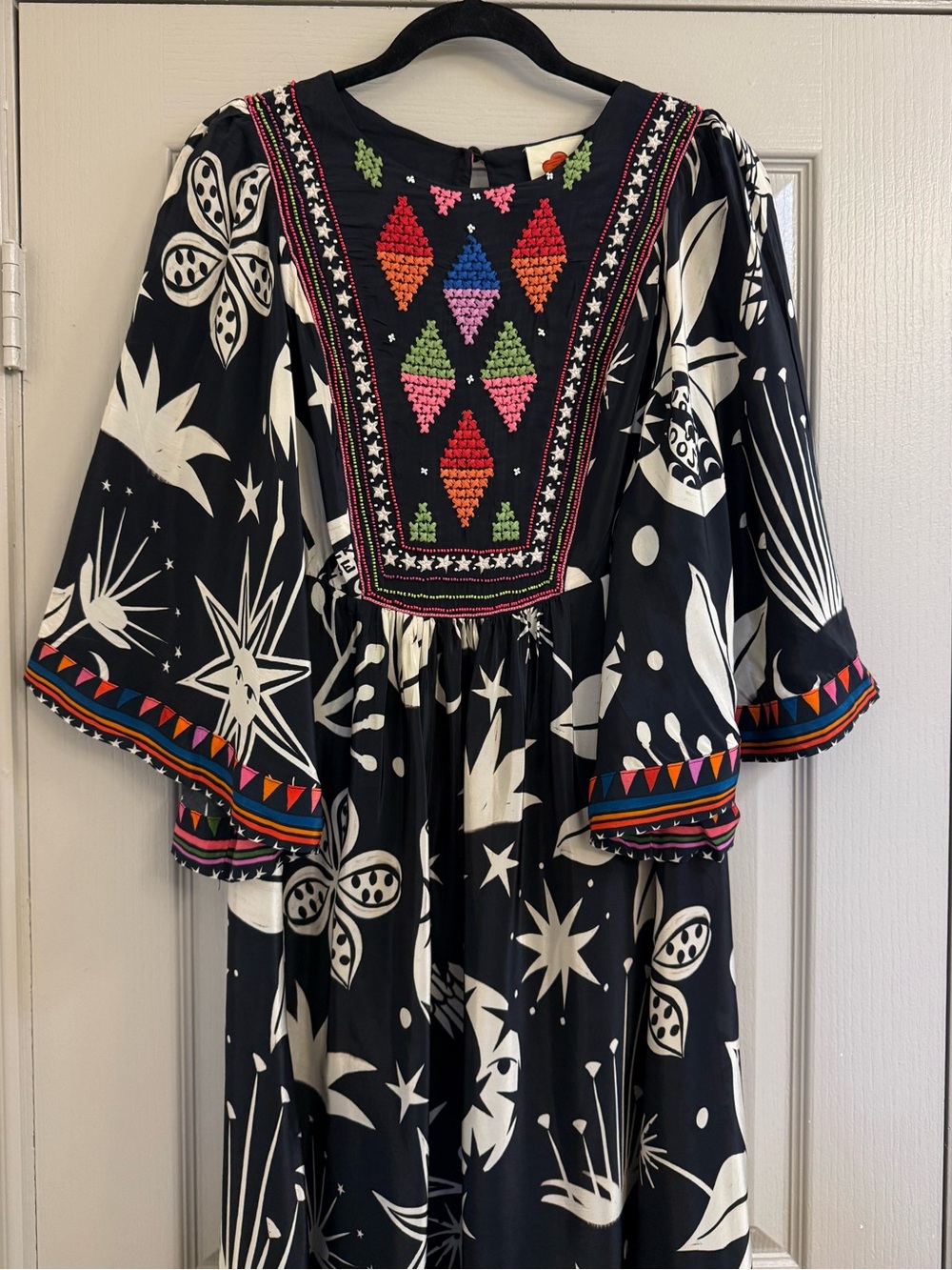 NWT Anthropologie Farm Rio Black & White Cerrado Sky Maxi Dress boho - Picture 13 of 15